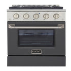 Kucht 30" KNG Series Pro Style Natural Gas Range - Stainless Steel/Cement Grey-Cook and bake like a pro with the extra-large convection oven that offers 4.2 cu. ft. of capacity, a 5-rack configuration, and an extra-large viewing window