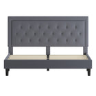 Flash Furniture - Lit plateforme Roxbury très grand touffeté en tissu gris clair-15 lattes en bois