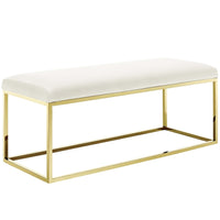 Modway Anticipate Fabric Bench - Gold/Ivory-Modern Bed Or Living Room Bench