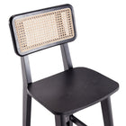Manhattan Comfort Versailles 15.75" Industry Chic Counter Stool - Black and Natural Cane - 3 Pack-30 Day Limited Manufacturer's Warranty