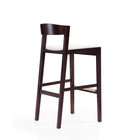 Manhattan Comfort Klismos 20" Mid-Century Modern Faux Leather Upholstered Bar Stool - Ivory and Dark Walnut - 2 Pack-Includes Gold Metal Footrest