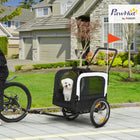 PawHut - Remorque de vélo 2 en 1 pour petit chien, avec laisse de sécurité - gris-La laisse de sécurité, les réflecteurs et le drapeau rouge améliorent la sécurité lors des déplacements 