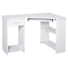 HOMCOM - Bureau en l avec plateau pour clavier - 47,2 po L x 27,6 po l x 29,5 po H - blanc-Design simple et moderne dans une couleur épurée, adapté à tous les espaces de maison et de bureau