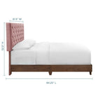 Modway Rhiannon Diamond Tufted Upholstered Performance Velvet Queen Bed - Walnut Dusty Rose-Performance Velvet Upholstery