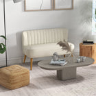 HOMCOM - Canapé d’appoint 46 po rembourré avec pieds en bois - blanc crème-Coussin d'assise épais rembourré de mousse avec un ensemble de ressorts à l'intérieur pour un confort optimal 