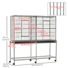 PawHut - Grande cage à oiseaux en métal 64 po H, avec support roulant amovible - 62,8 po L x 18,9 po l x 64,2 po H - noir-Détachable pour un transport facile 
