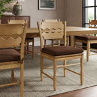 Modway Jax Oak Wood Dining Chair With Wavy Razor Back and Cushion - Weathered Oak Cocoa-Fabric Seat Cushion
