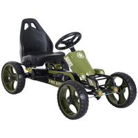 Aosom Kids Pedal Go Kart with Adjustable Seat and Hand Brake - Green-Seat adjusts forward and backward 