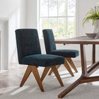 Modway Lyra Fabric Dining Room Side Chair - Azure - 2 Pack-Woven Heathered Fabric