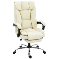 HOMCOM - Fauteuil de bureau en cuir - beige-Mousse épaisse à haute résilience offrant un bon soutien 