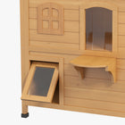 PawHut Outdoor Wooden 2-Storey Catio Cat House - Yellow-Asphalt roof and weather-resistant treatment, can be used in light weather conditions 