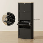 HOMCOM Shoe Cabinet with 4 Flip Drawers & Adjustable Shelves - Black-Modern style complements any decor
