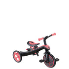 Globber Trike Explorer - Coral Pink-Adjustable parent handle with 2 height options (92cm, 96cm from the ground) and soft TPR grip for comfortable handling. The built-in steering and front freewheel system allow parents to guide and assist toddlers as they learn to steer