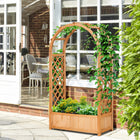 Outsunny Raised Garden Bed with Arch Trellis - Brown-It can be decorated with flowers, tulle, balloons, lights, and other lightweight elements for events
