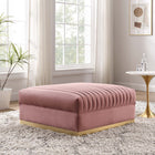 Modway Sanguine Channel Tufted Performance Velvet Modular Sectional Sofa Ottoman - Dusty Rose-Vertical Channel Tufting