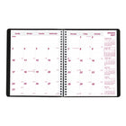 Brownline 2027 14-Month Monthly Planner Soft Cover - 8-7/8" x 7-1/8" - Black-Twin-wire binding with soft lizard-like cover