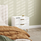 HOMCOM - Table de chevet avec pieds en métal doré pour chambre - blanc-Couleur : Blanc 