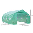 Outsunny - Serre de jardin à entrée directe tunnel pour plantes d’extérieur avec armature en acier - 15 pi x 10 pi x 7 pi - Six fenêtres réglables et une porte à enroulement zippée offrent une excellente ventilation et un accès facile  

