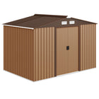 Outsunny - Abri de jardin 9,1 'x 6,4' x 6,3 'avec fondation en acier, Marron-Grand espace intérieur pour ranger des outils de bicyclette, des outils de jardin, des équipements d'entretien de pelouse et plus encore