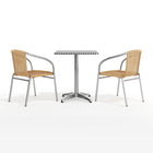 Flash Furniture 23.5'' Square Aluminum Indoor-Outdoor Table with 2 Beige Rattan Chairs (TLH-ALUM-24SQ-020BGECHR2-GG)-ANSI BIFMA Certified