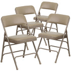 Flash Furniture – Chaise pliante en métal, Hercules, triple entretoises incurvées et quatre charnières en vinyle, beige, paq./4-Ensemble de 4 chaises pliantes en métal et rembourrées