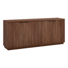 Hudson&Canal Mansfield 68"W Buffet Table - Satin Walnut-Features 4 doors with two storage cabinets and adjustable shelves