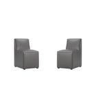Manhattan Comfort - Lot de 2 chaises de salle à manger modernes Anna Square 48 cm en similicuir capitonné - Étain-Chaise de salle à manger moderne pour salle à manger et usage de travail lot de 2
