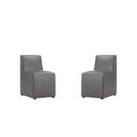 Manhattan Comfort - Lot de 2 chaises de salle à manger modernes Anna Square 48 cm en similicuir capitonné - Étain-Chaise de salle à manger moderne pour salle à manger et usage de travail lot de 2