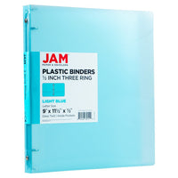 JAM Paper - Classeur en plastique de 1 -3 cm - bleu clair - 3 anneaux-Couleur : Bleu clair | Soyez élégant et organisé avec des classeurs colourés.