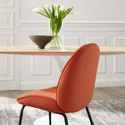 Modway Scoop Black Powder Coated Steel Leg Performance Velvet Dining Chairs - Orange - 2 Pack-Stain-Resistant Fabric