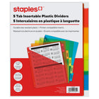 Staples - Séparateurs en plastique amovibles avec pochette - 5 onglets - Colorés-Onglets insérables
