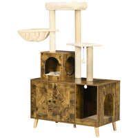 PawHut Litter Box Enclosure with Cat Tree Tower, Condo and Scratching Posts-Used as a cat litter enclosure, cat house, or cat tree 