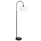 Hudson&Canal - Lampadaire Veronica Arc avec abat-jour en tissu - Bronze noirci/blanc-Design transitionnel pour votre salon, votre bureau, votre chambre ou votre coin lecture