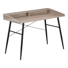 Monarch Specialties 7536 48" Computer Desk - Dark Taupe/Black Metal-Computer desk in a dark taupe wood-look finish featuring a small hutch with a long shelf and 2 storage cubbies
