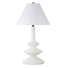 Hudson&Canal Abilene 28" Tall Triple Gourd Lamp with Fabric Shade - Matte White/White-Modern rustic design for your living room, workspace, or bed side table
