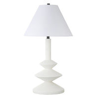 Hudson&Canal Abilene 28" Tall Triple Gourd Lamp with Fabric Shade - Matte White/White-Modern rustic design for your living room, workspace, or bed side table
