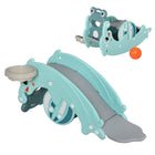 Qaba - Glissoire 3-en-1 et cheval à bascule pour enfants - équipement d'activité pour enfants à double usage - glissoire portable - vert-Fonction 3-en-1, peut être utilisé comme cheval à bascule, toboggan et panier de basket 