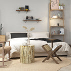 HOMCOM Concrete Finish Side Table - Natural Wood-No assembly required
