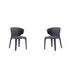 Manhattan Comfort - Lot de 2 chaises de salle à manger Conrad 52 cm style mid-century modern, revêtement en tweed tissé noir-Chaise de salle à manger style milieu du siècle moderne pour usage en salle à manger lot de 2