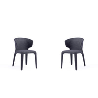 Manhattan Comfort - Lot de 2 chaises de salle à manger Conrad 52 cm style mid-century modern, revêtement en tweed tissé noir-Chaise de salle à manger style milieu du siècle moderne pour usage en salle à manger lot de 2