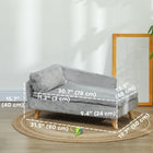 PawHut Dog Sofa Bed with Cushion and Pillow - Light Grey-Elevated design keeps bedding dry and draft-free 