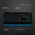 Logitech Prodigy G213 RGB Gaming Keyboard-The two-level angle adjustment lets you set your keyboard to the ideal position, while the integrated palm rest relieves discomfort or fatigue, so you can keep playing comfortably round after round