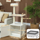 PawHut Cat Tree Litter Box Enclosure with Tower Scratching Posts-Enclosed bottom cabinet hides litter box, with easy side entry 