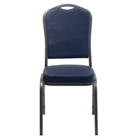 Flash Furniture – Chaise de banquet empilable Hercules à dossier en couronne, vinyle bleu marine avec cadre à veine argent-Chaise de banquet multi-usages