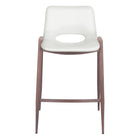 Zuo Desi Counter Stool - White/Walnut - Set of 2-Plush and durable faux leather fabric