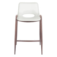 Zuo Desi Counter Stool - White/Walnut - Set of 2-Plush and durable faux leather fabric