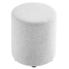 Modway Callum 16" Round Woven Heathered Fabric Upholstered Ottoman - Heathered Weave/Light Grey-Weight Capacity: 506 lbs.
