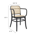 Modway Winona Wood Dining Chair - Black - 2 Pack-Woven Rattan Cane Seat