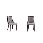 Manhattan Comfort Fifth Avenue 18.5" Traditional Faux Leather Upholstered Dining Chair - Grey - Set of 2-Traditional Dining Chair for Dining Room Use. Set of 2