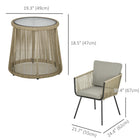 Outsunny - ensemble de mobilier de patio en rotin 3 pièces - café et gris clair-Équipé de coussins pour plus de confort 
